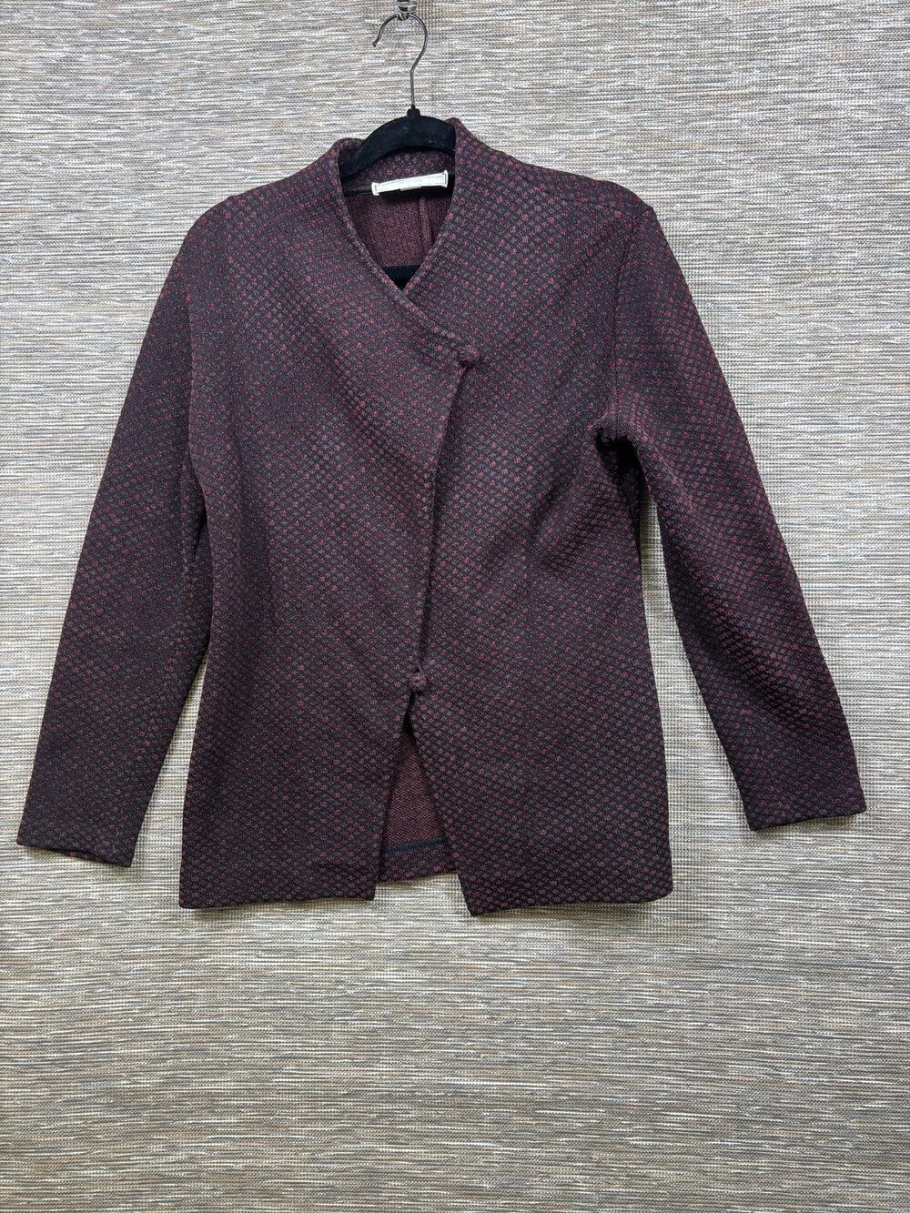 French Rags Cardigan Sweater Womens Size M Red Geometric Knit Jacket Warm